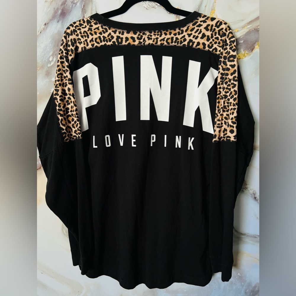 PINK Large Leopard HTF Varsity Crew